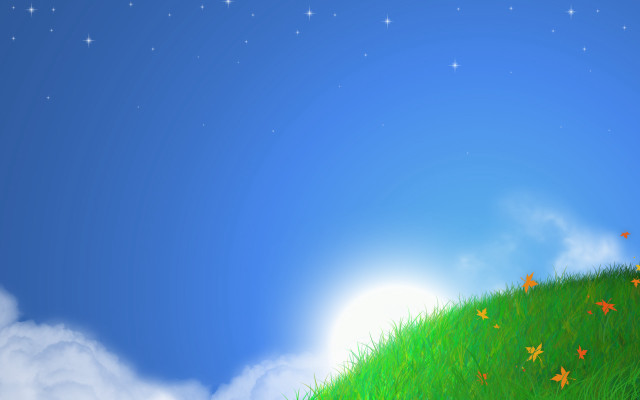 Grassy hill stars sky bright #4 free wallpaper for desktop - medium preview image