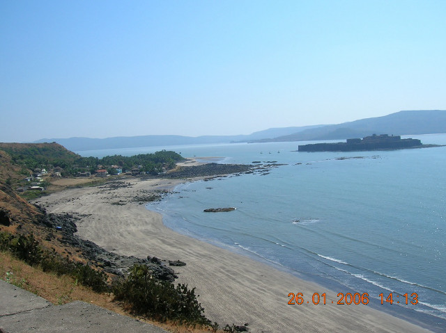 Beach water hill boat distance #2 free wallpaper for desktop - medium preview image