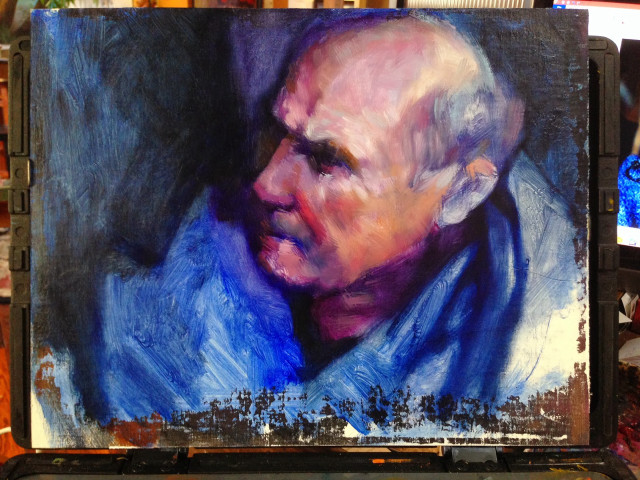 Man blue shirt box table free wallpaper for desktop - medium preview image