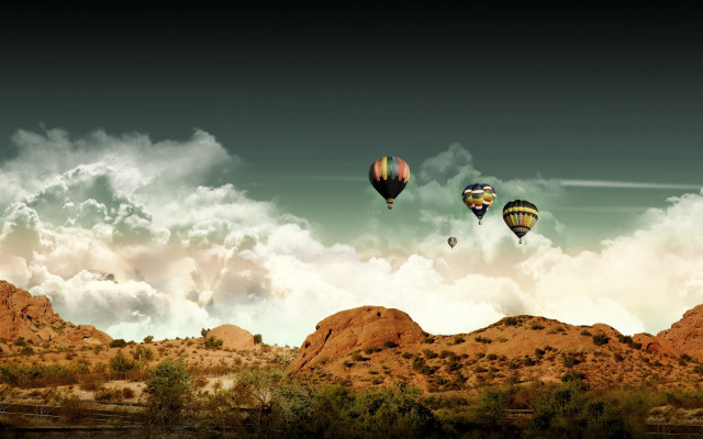 Hot air balloons mountain sky #2 free wallpaper for desktop - medium preview image