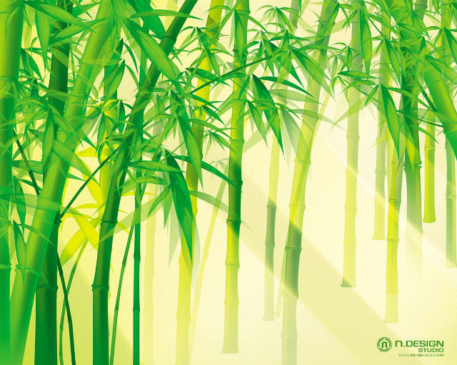 Green bamboo tree yellow background free wallpaper for desktop - medium preview image