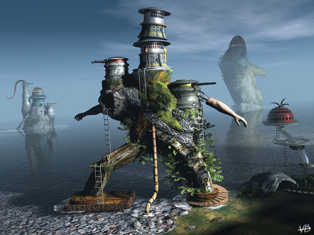 Giant head man ladder to free wallpaper for desktop - medium preview image