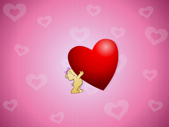 Heart teddy bear holding face free wallpaper for desktop - medium preview image