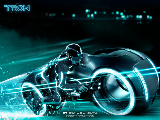 Futuristic motorcycle man riding back free wallpaper for desktop - medium preview image
