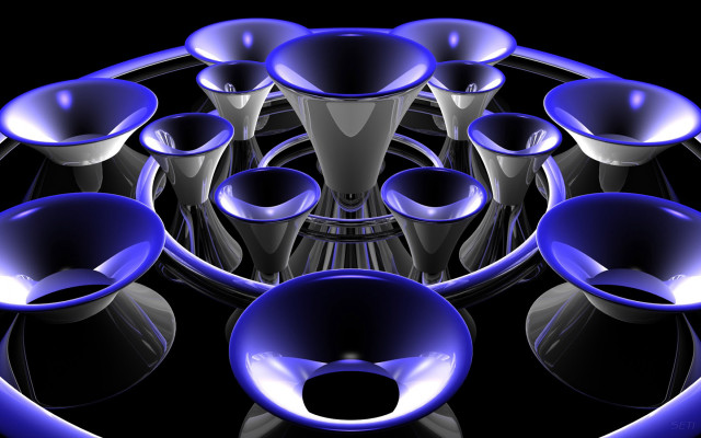 Blue objects circle lights black #2 free wallpaper for desktop - medium preview image