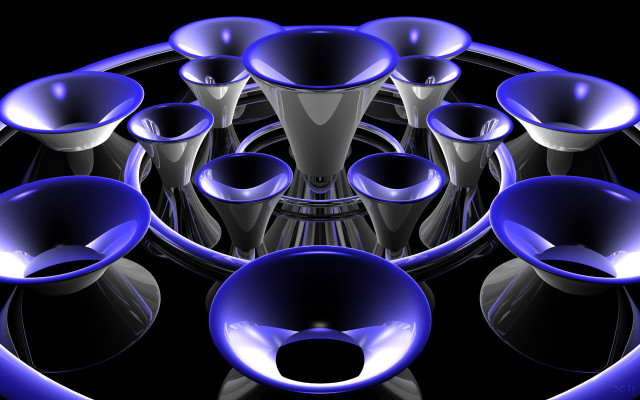 Blue objects circle lights black #3 free wallpaper for desktop - medium preview image