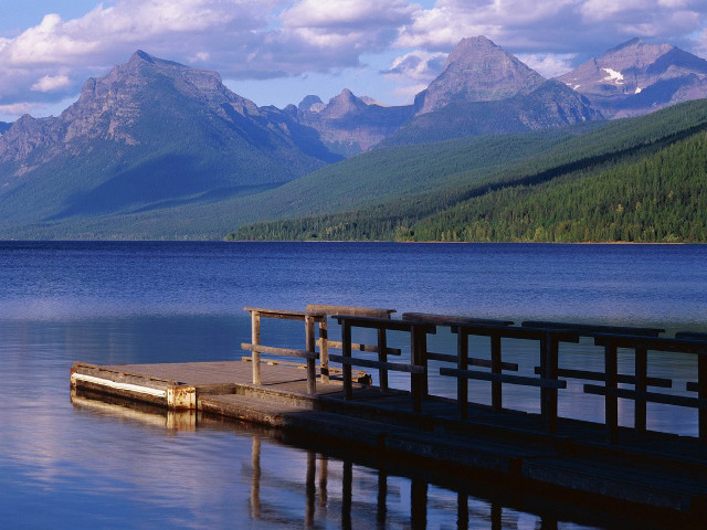 Dock lake mountains water foreground free wallpaper for desktop - medium preview image