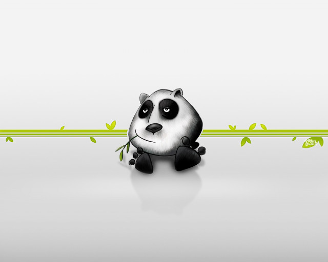 Panda green plant white floor free wallpaper for desktop - medium preview image