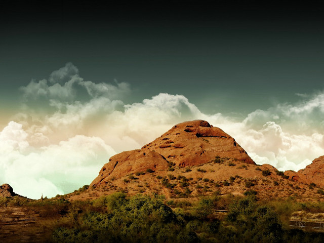 Mountain clouds sky trees foreground #3 free wallpaper for desktop - medium preview image