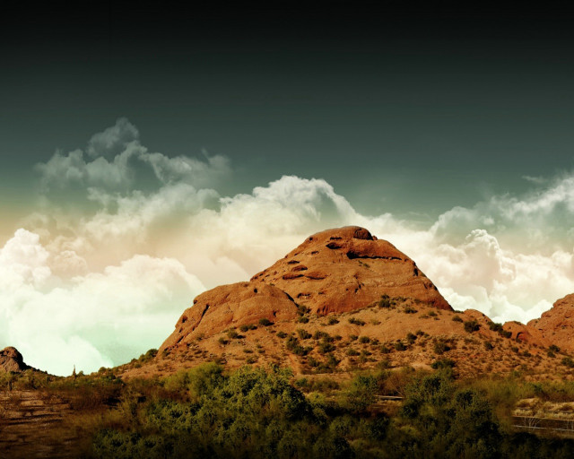 Mountain clouds sky trees foreground #4 free wallpaper for desktop - medium preview image