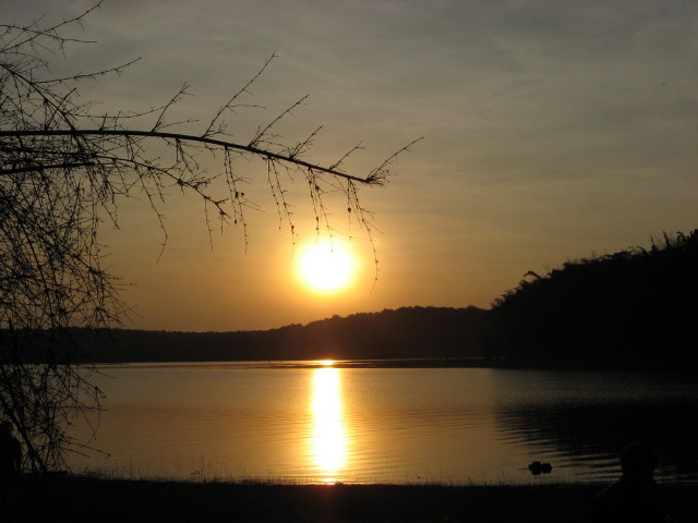 Sunset lake bench person tree #2 free wallpaper for desktop - medium preview image