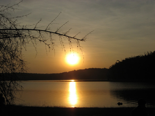 Sunset lake bench person tree #4 free wallpaper for desktop - medium preview image
