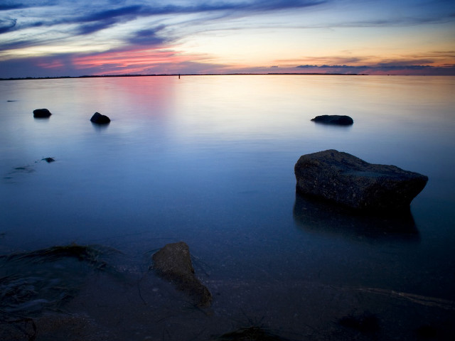 Sunset water rocks clouds sky #3 free wallpaper for desktop - medium preview image