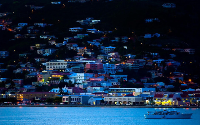 Boat city night lights water #5 free wallpaper for desktop - medium preview image