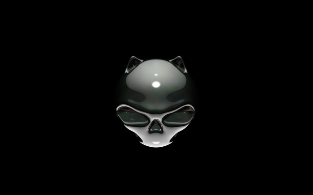 Cat skull black white background free wallpaper for desktop - medium preview image