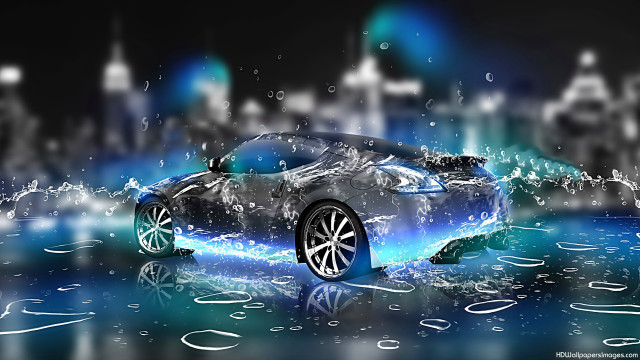 Car digital painting city water #2 free wallpaper for desktop - medium preview image