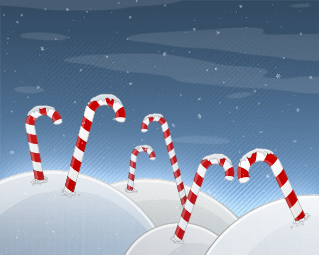 Christmas candycanes snowy night starry free wallpaper for desktop - medium preview image