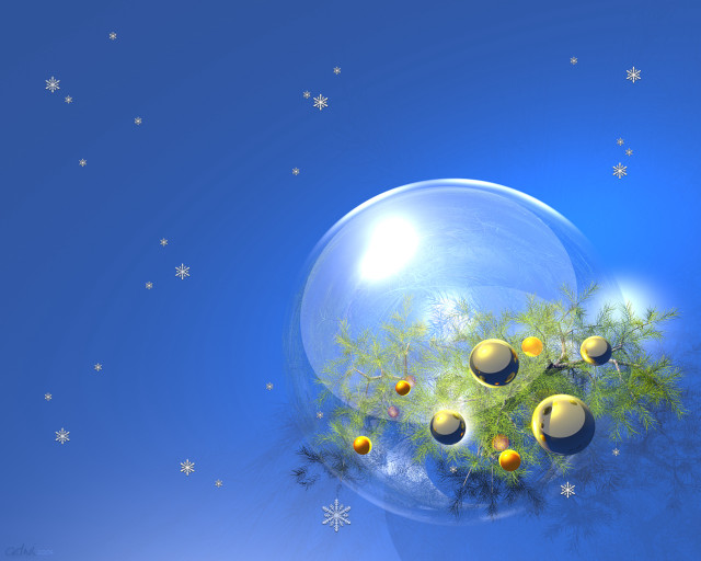 Bubble balls snowflakes blue sky #2 free wallpaper for desktop - medium preview image