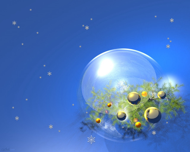 Bubble balls snowflakes blue sky #5 free wallpaper for desktop - medium preview image