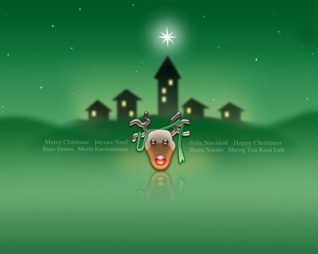 Christmas card reindeer house star free wallpaper for desktop - medium preview image