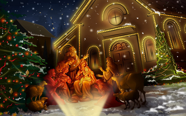 Christmas nativity church tree star #4 free wallpaper for desktop - medium preview image