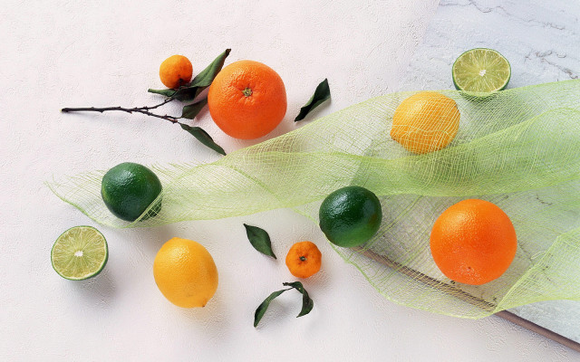 Citrus fruits table green netted #2 free wallpaper for desktop - medium preview image