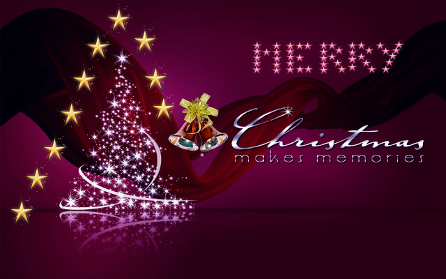 Merry christmas card bell stars free wallpaper for desktop - medium preview image