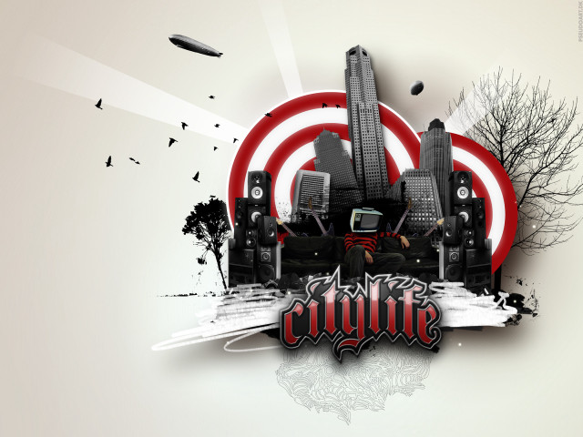 City target birds flying graphic #4 free wallpaper for desktop - medium preview image