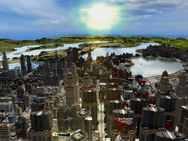 Afrofuturism city river sun water #2 free wallpaper for desktop - medium preview image