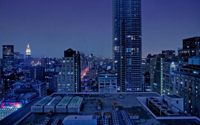 City skyline night tall buildings #4 free wallpaper for desktop - medium preview image
