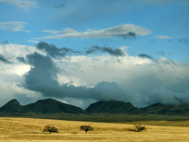 Field trees mountains clouds sky #5 free wallpaper for desktop - medium preview image