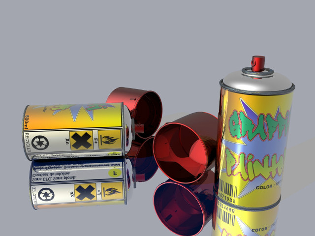Spraypaint batteries tabletop photorealism 3Drender free wallpaper for desktop - medium preview image