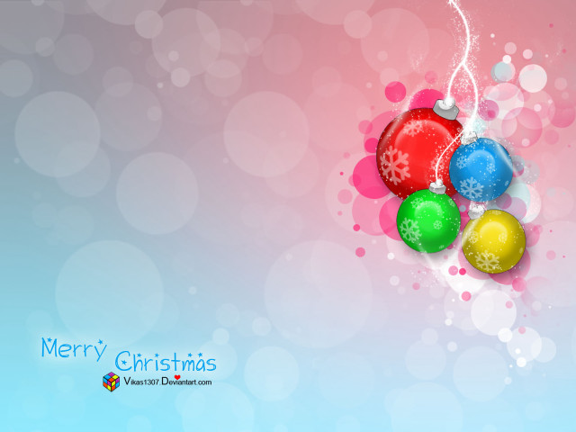 Christmas card ornaments pink blue #2 free wallpaper for desktop - medium preview image