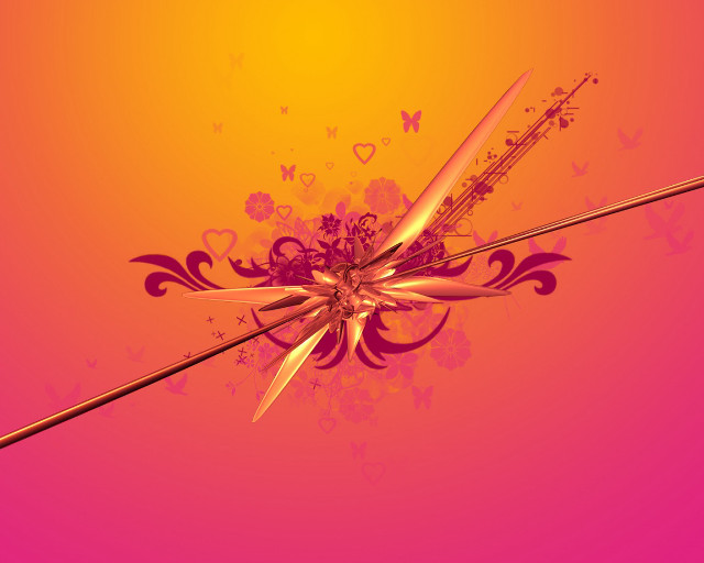 Pink yellow background scissors bow #2 free wallpaper for desktop - medium preview image