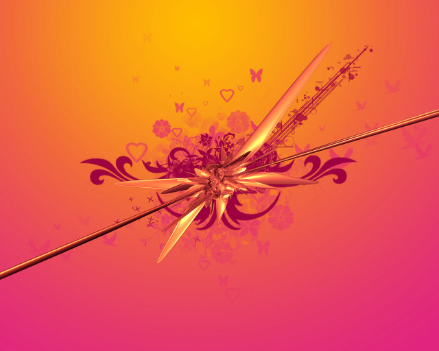 Pink yellow background flower scissors free wallpaper for desktop - medium preview image