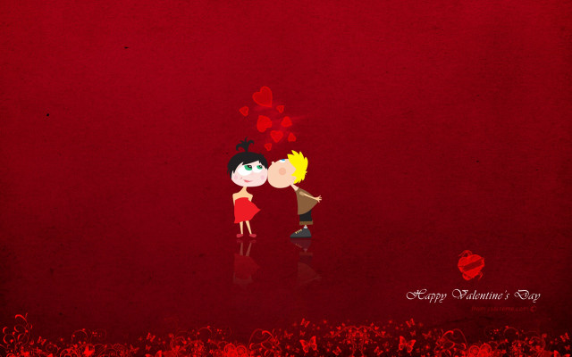 Couple kissing red background hearts #8 free wallpaper for desktop - medium preview image