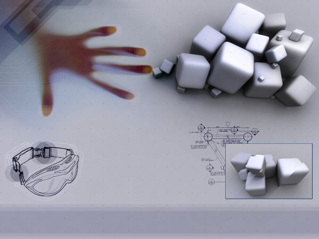 Hand reaching white object blueprint #2 free wallpaper for desktop - medium preview image
