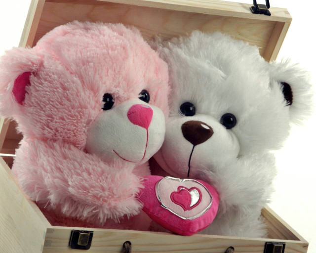 Teddy bears wooden box heart free wallpaper for desktop - medium preview image