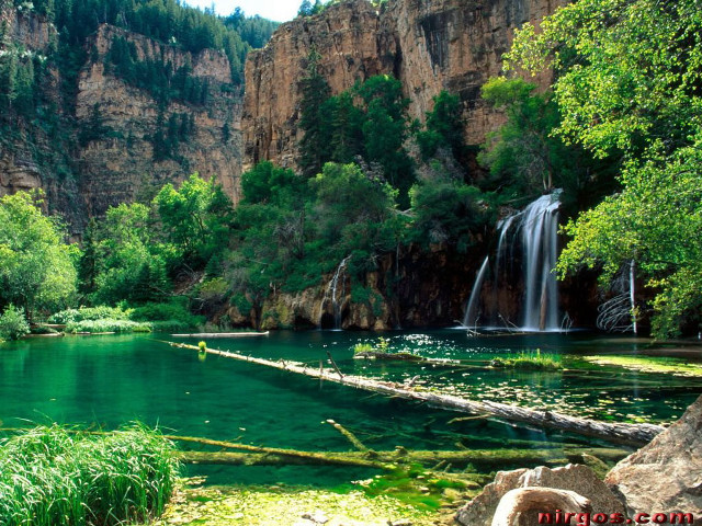 Waterfall river green water rocks free wallpaper for desktop - medium preview image