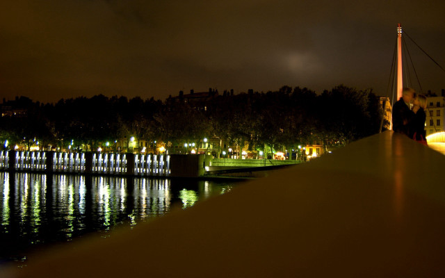 Night river building light tower free wallpaper for desktop - medium preview image