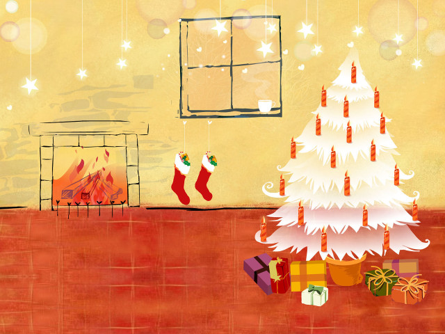 Christmas tree stockings fireplace living #4 free wallpaper for desktop - medium preview image