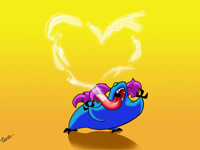 Cartoon heart bubble dragon fire free wallpaper for desktop - medium preview image