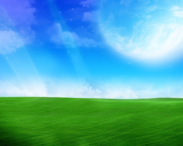 Green field blue sky stars #2 free wallpaper for desktop - medium preview image