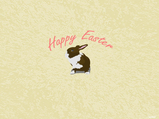 Rabbit yellow wall happy easter free wallpaper for desktop - medium preview image