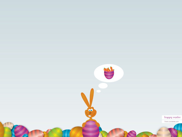 Bunny sitting pile eggs thought free wallpaper for desktop - medium preview image