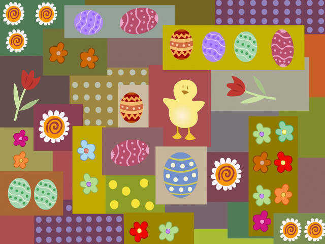 Colorful pattern duck flowers flowery free wallpaper for desktop - medium preview image