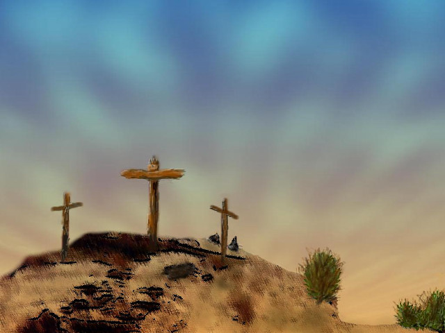 Three crosses hill sky background free wallpaper for desktop - medium preview image