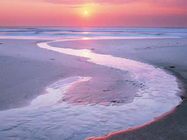 Sunset beach stream person walking #2 free wallpaper for desktop - medium preview image