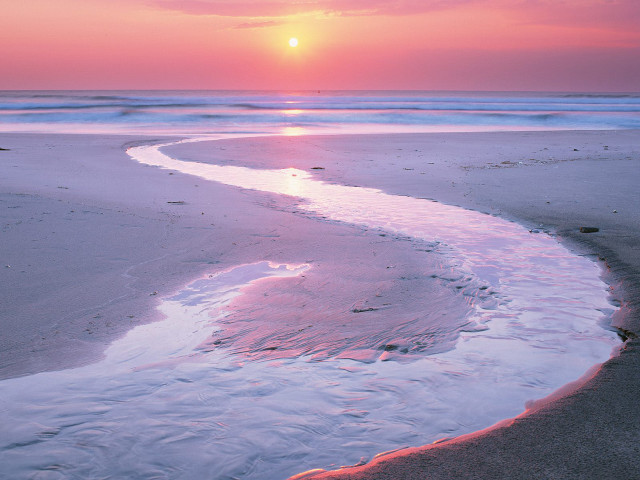 Sunset beach stream person walking #4 free wallpaper for desktop - medium preview image