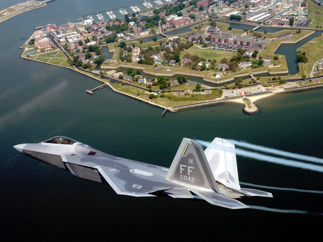 Fighter jet city river water #3 free wallpaper for desktop - medium preview image
